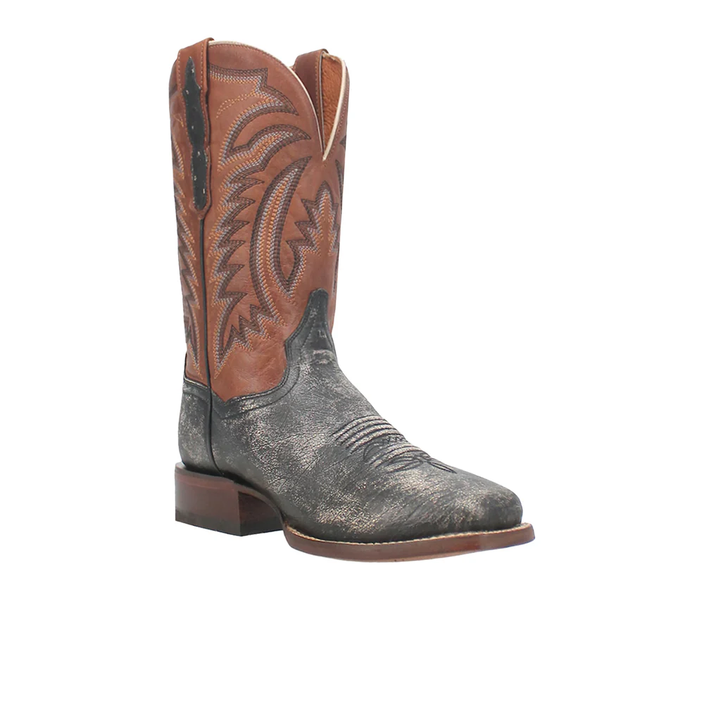 Lester Embroidered Pull On Square Toe Cowboy Boots - Image 2