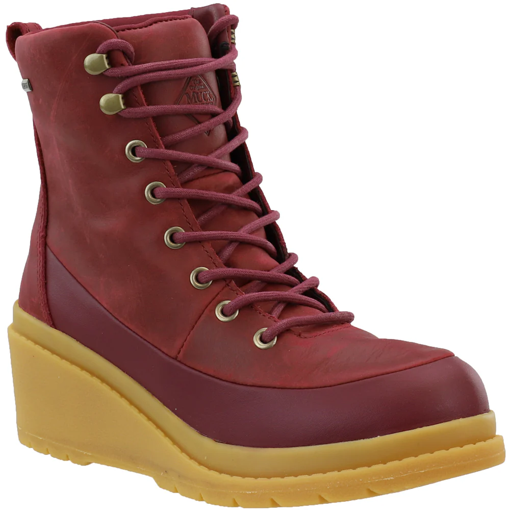 Liberty Waterproof Wedge Lace Up Round Toe Boots - Image 2