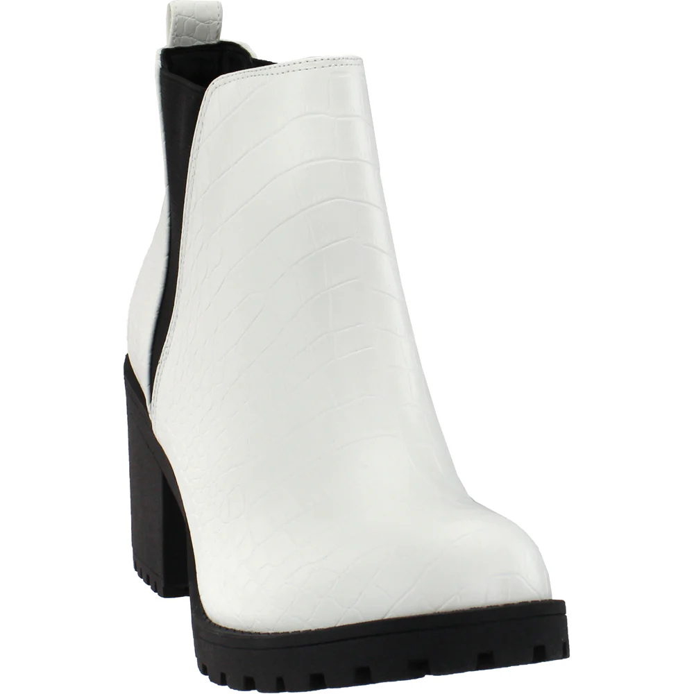 Lisbon Croc Pull On Platform Round Toe Chelsea Booties - Image 2