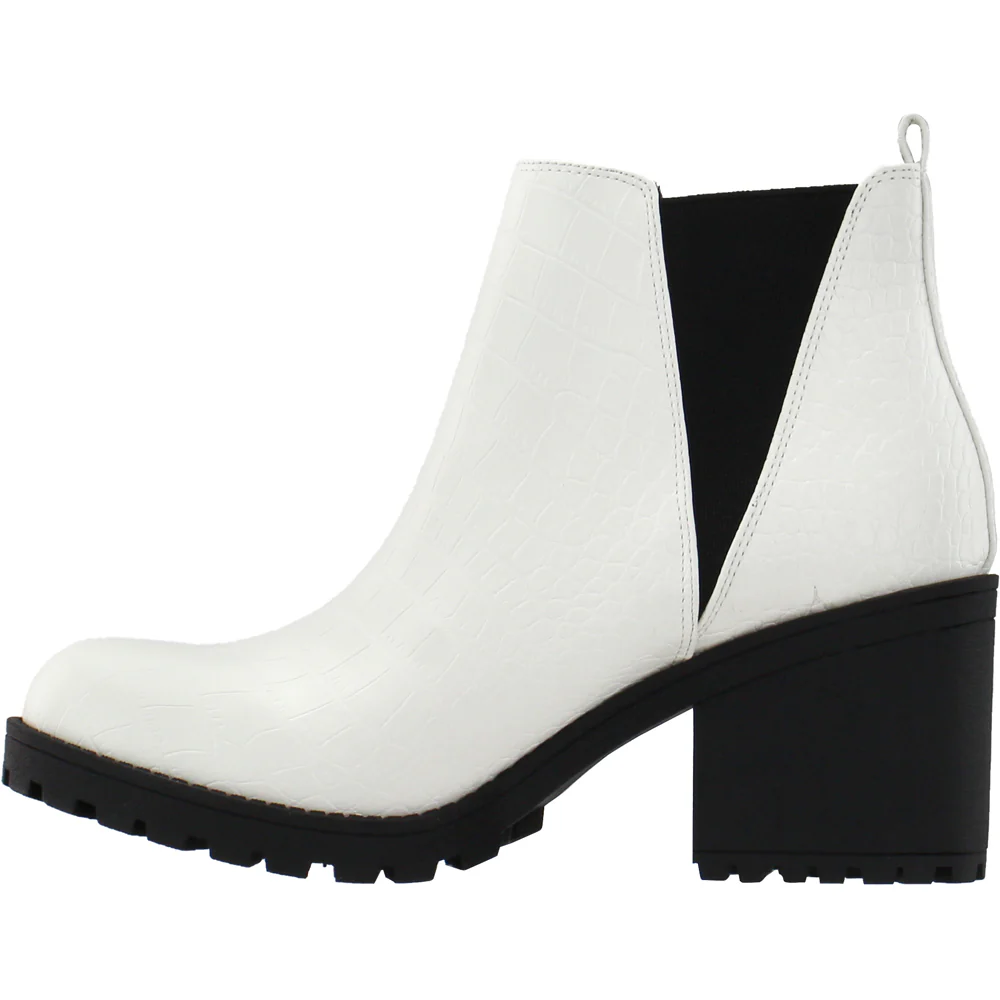 Lisbon Croc Pull On Platform Round Toe Chelsea Booties - Image 3