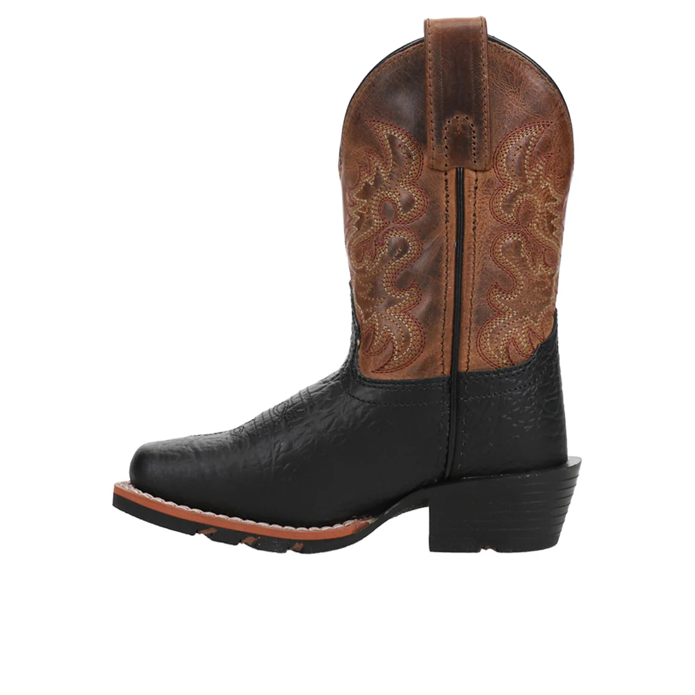 Little River Embroidered Square Toe Pull On Cowboy Boots (Little Kid - Big Kid) - Image 3