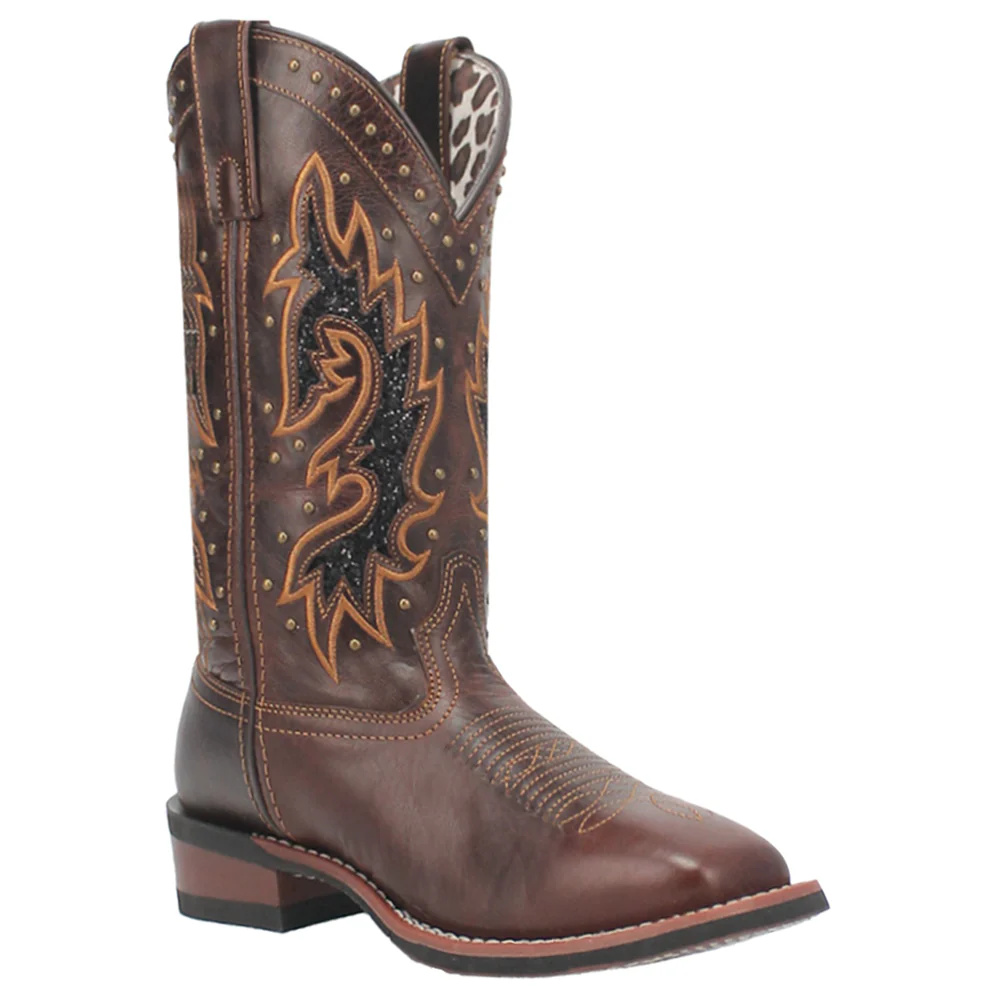Lockhart Studded Embroidered Square Toe Cowboy Boots - Image 2