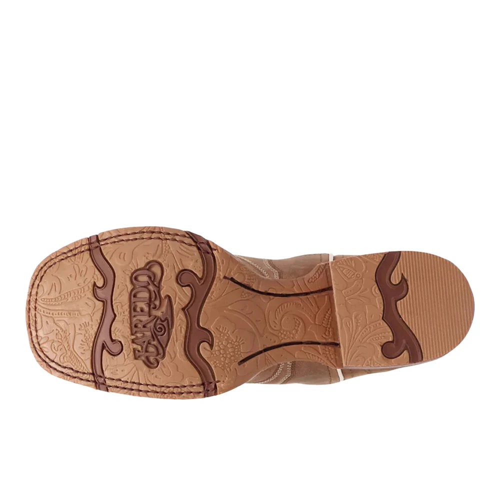 Lottie Studded Overlay Square Toe Pull On Cowboy Boots - Image 5