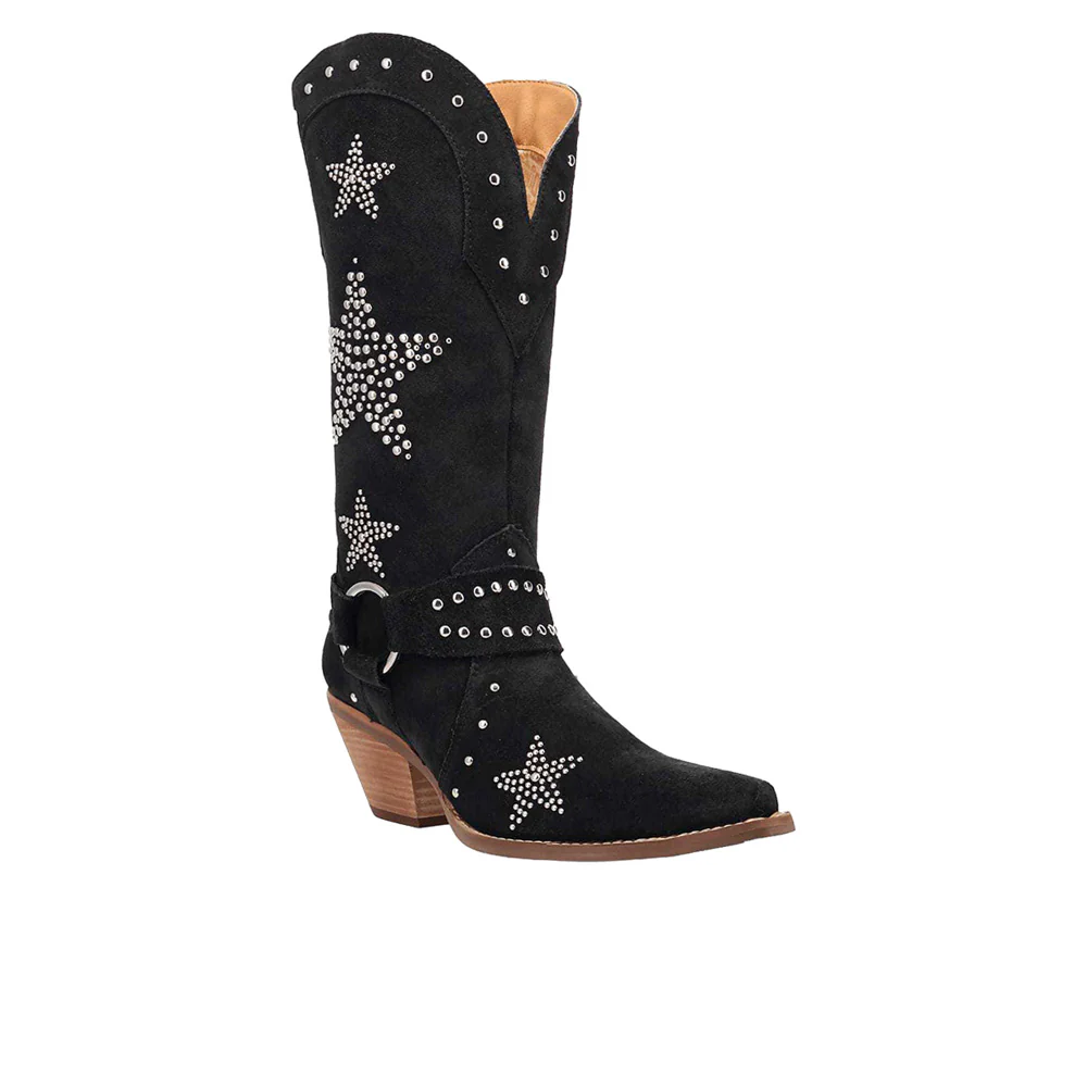 Lucky Stars Suede Leather Snip Toe Cowboy Boots - Image 2