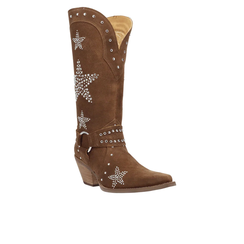 Lucky Stars Suede Leather Snip Toe Cowboy Boots - Image 2