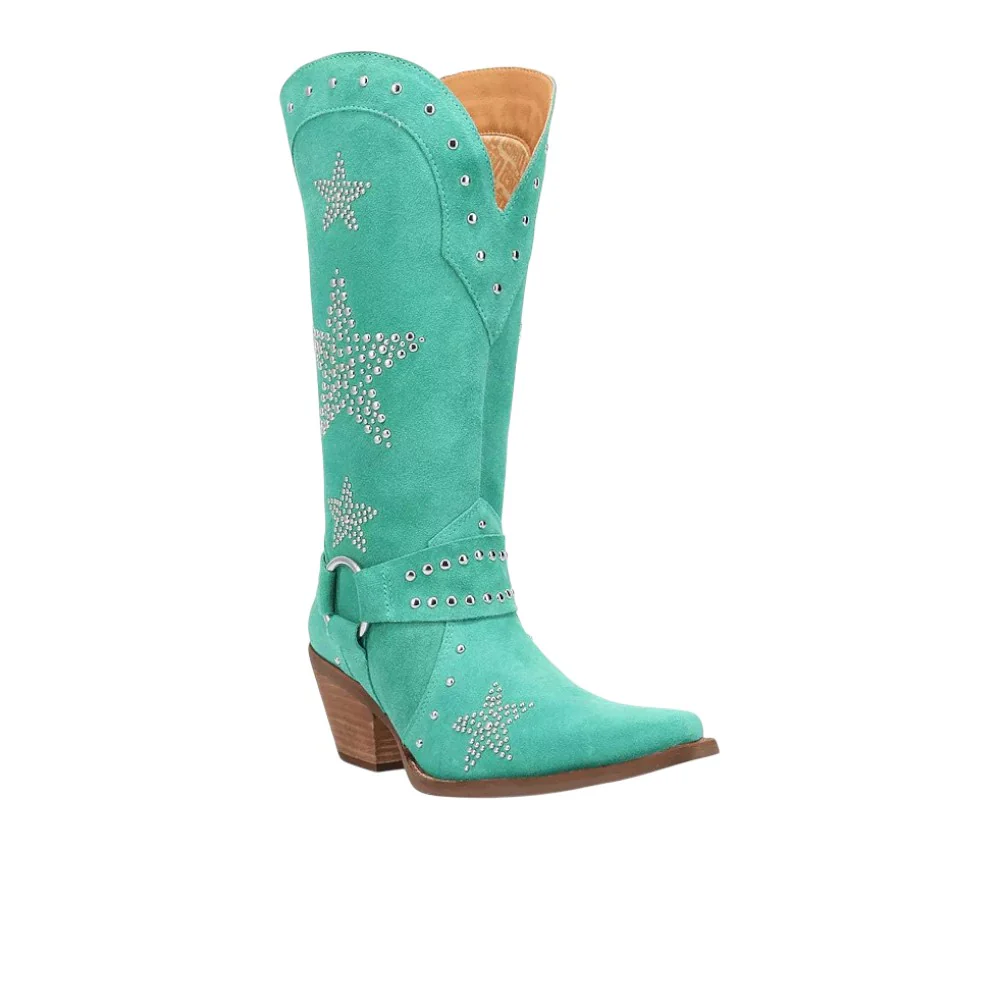 Lucky Stars Suede Leather Snip Toe Cowboy Boots - Image 2