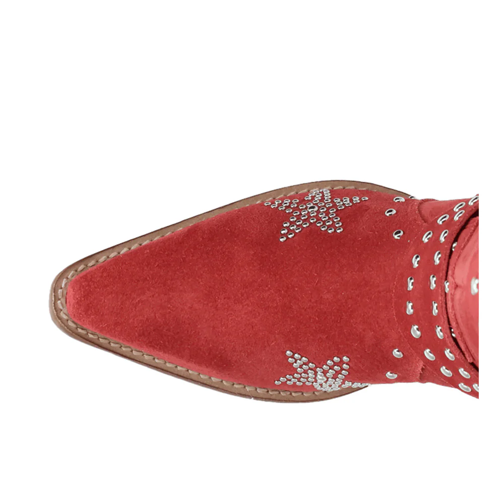 Lucky Stars Suede Leather Snip Toe Cowboy Boots - Image 4