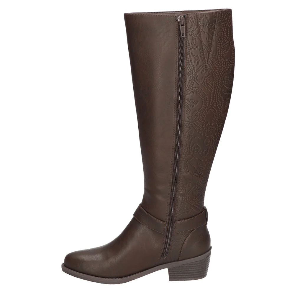 Luella Embossed Riding Round Toe Zippered Boots - Image 3
