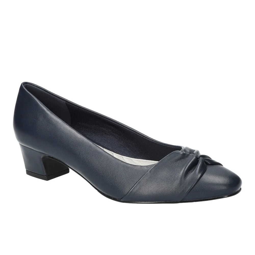 Lyanna Pleated Round Toe Block Heel Pumps - Image 2