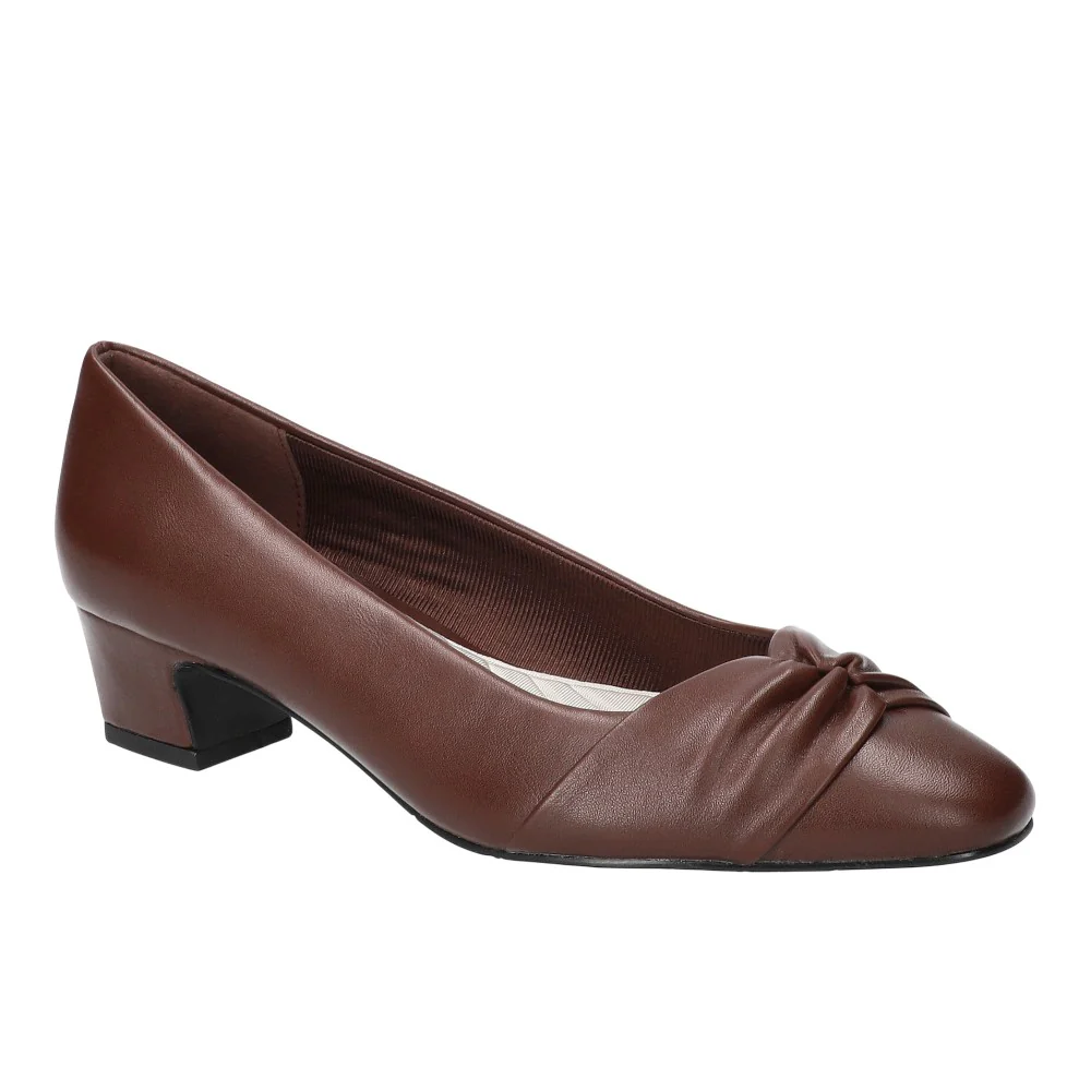 Lyanna Pleated Round Toe Block Heel Pumps - Image 2