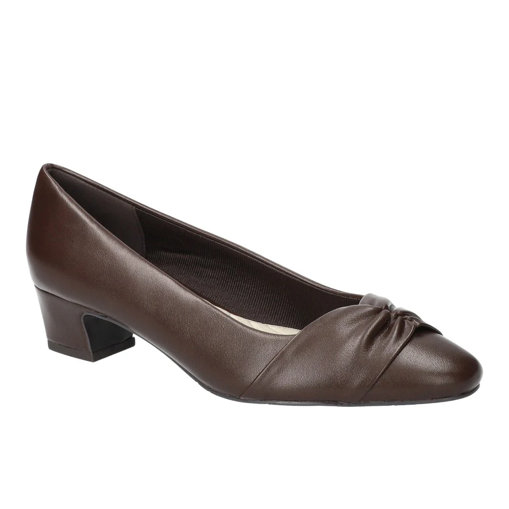 Lyanna Pleated Round Toe Block Heel Pumps - Image 2