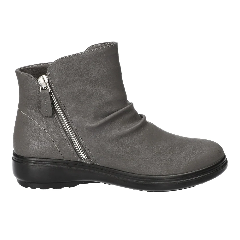 Lyra Double Zipper Ankle Round Toe Zippered Booties