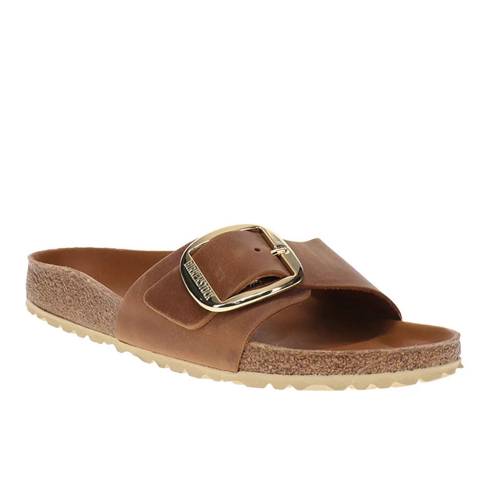 Madrid Big Buckle Oiled Leather Footbed Sandals - Image 2