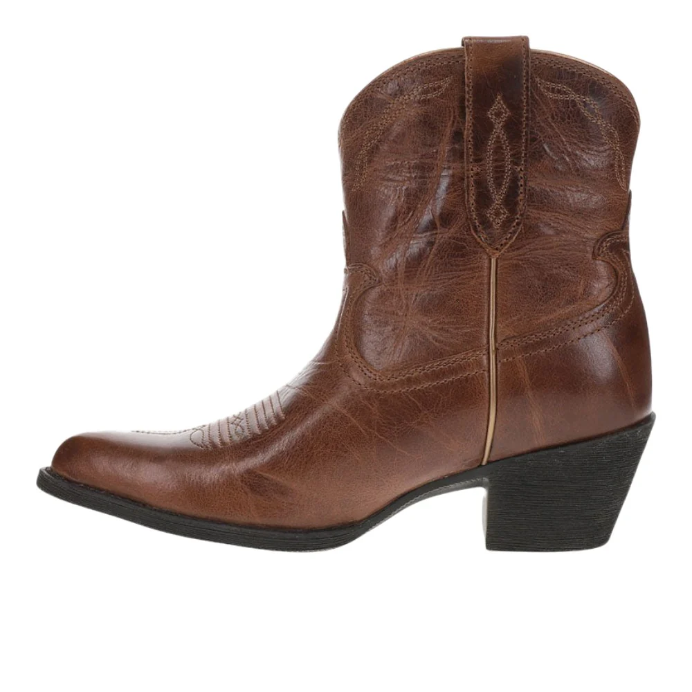 Maggie Embroidered Pointed Toe Pull On Cowboy Booties - Image 3