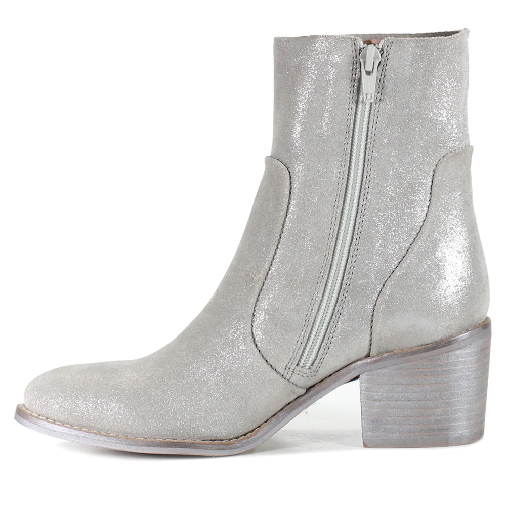 Majestic Metallic Round Toe Zippered Boots - Image 3