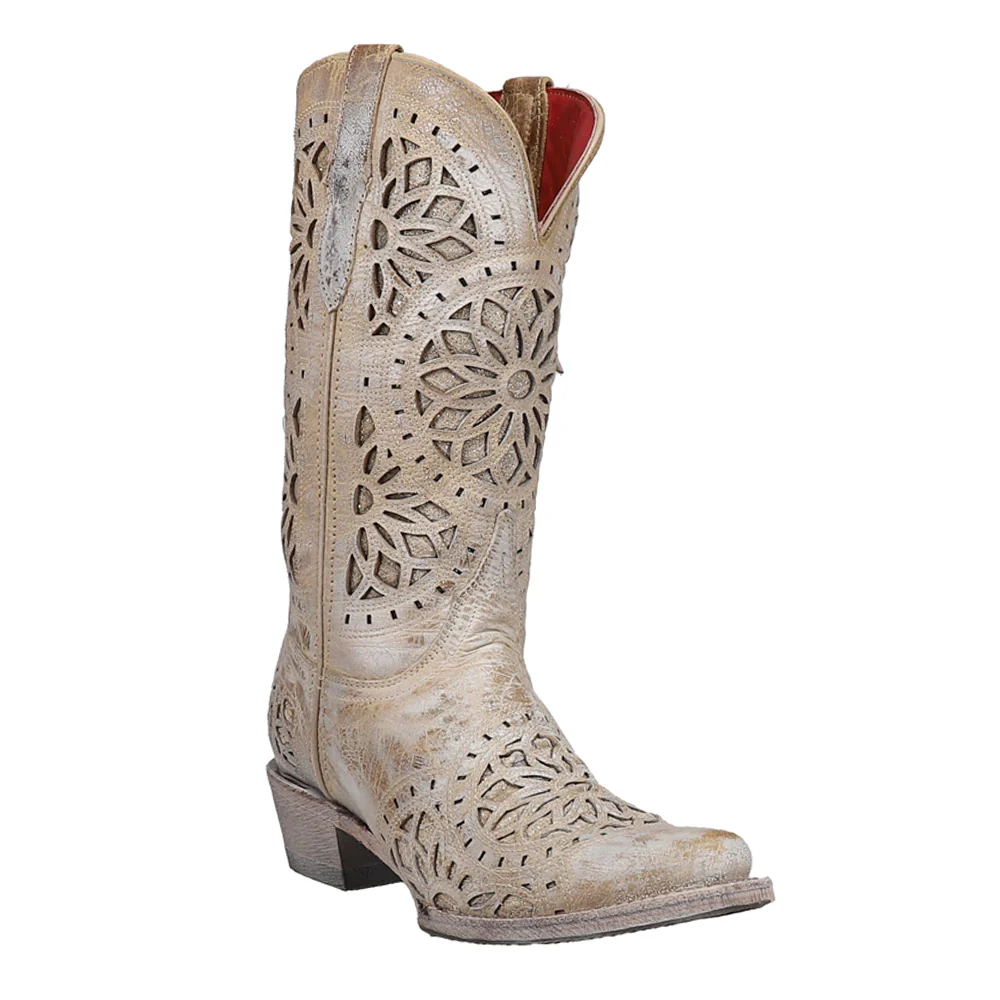 Mandala Metallic Inlay Snip Toe Pull On Cowboy Boots - Image 2