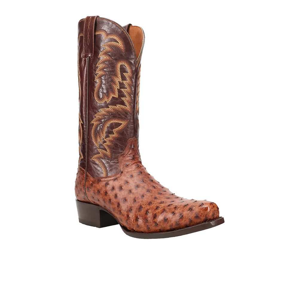 Marco Full Quill Ostrich Pull On Square Toe Cowboy Boots - Image 2