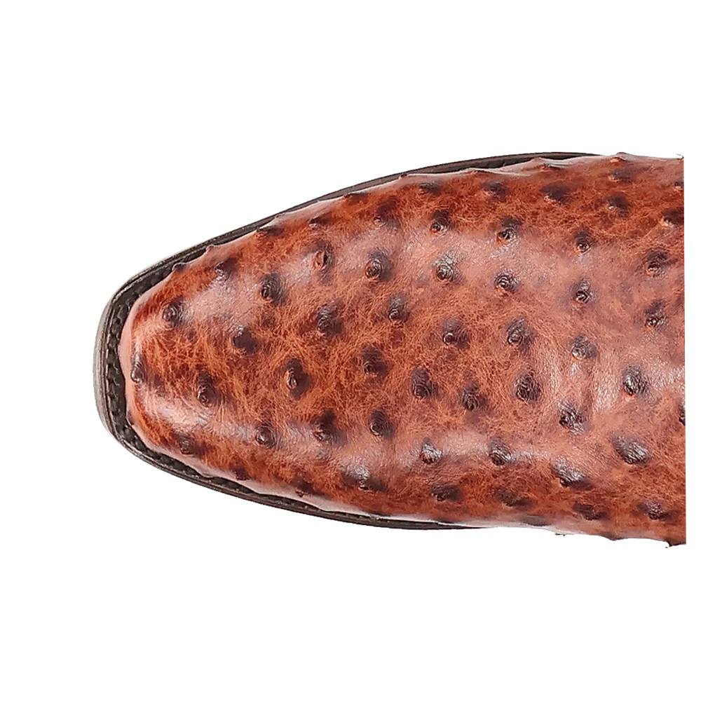 Marco Full Quill Ostrich Pull On Square Toe Cowboy Boots - Image 4
