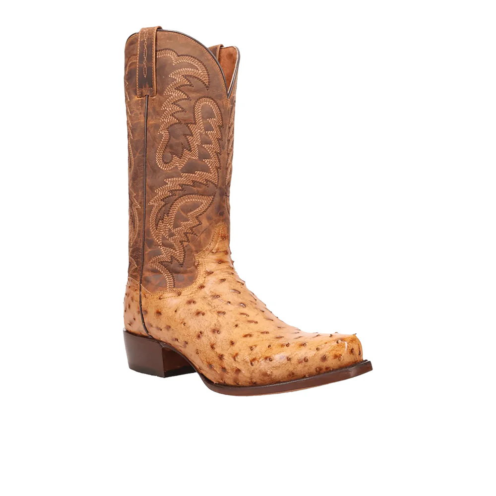 Marco Full Quill Ostrich Pull On Square Toe Cowboy Boots - Image 2
