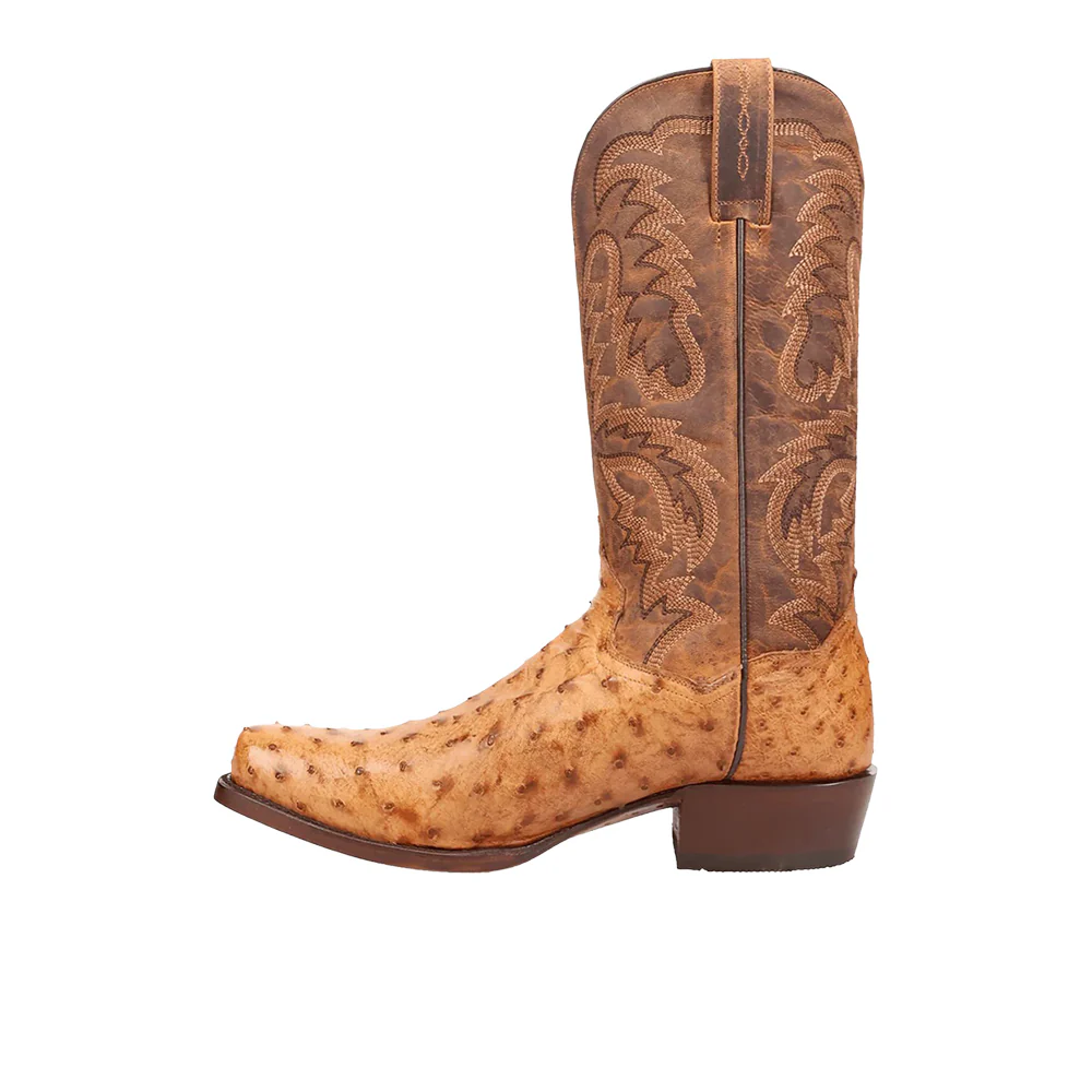 Marco Full Quill Ostrich Pull On Square Toe Cowboy Boots - Image 3