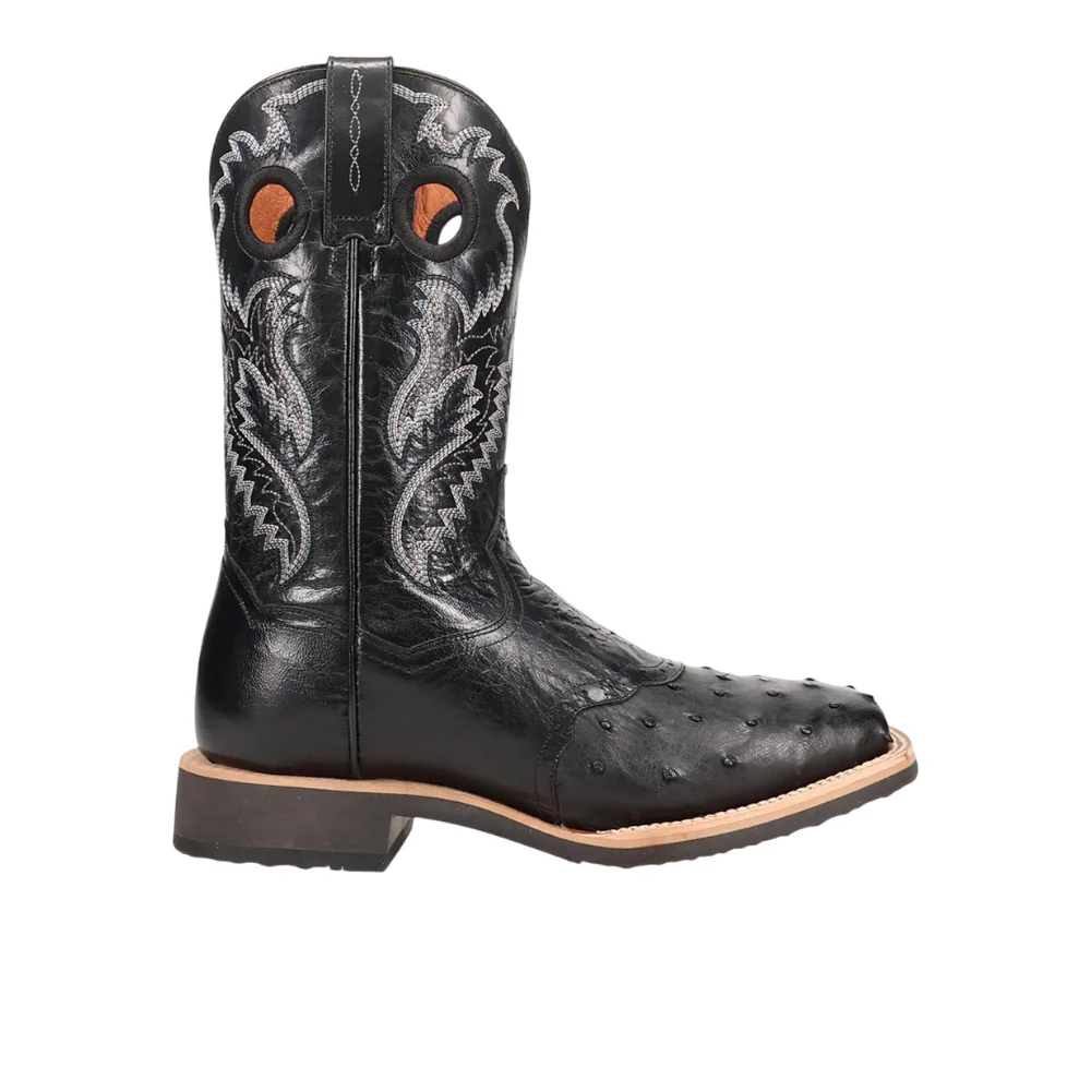 Martel Full Quill Ostrich Pull On Square Toe Cowboy Boots