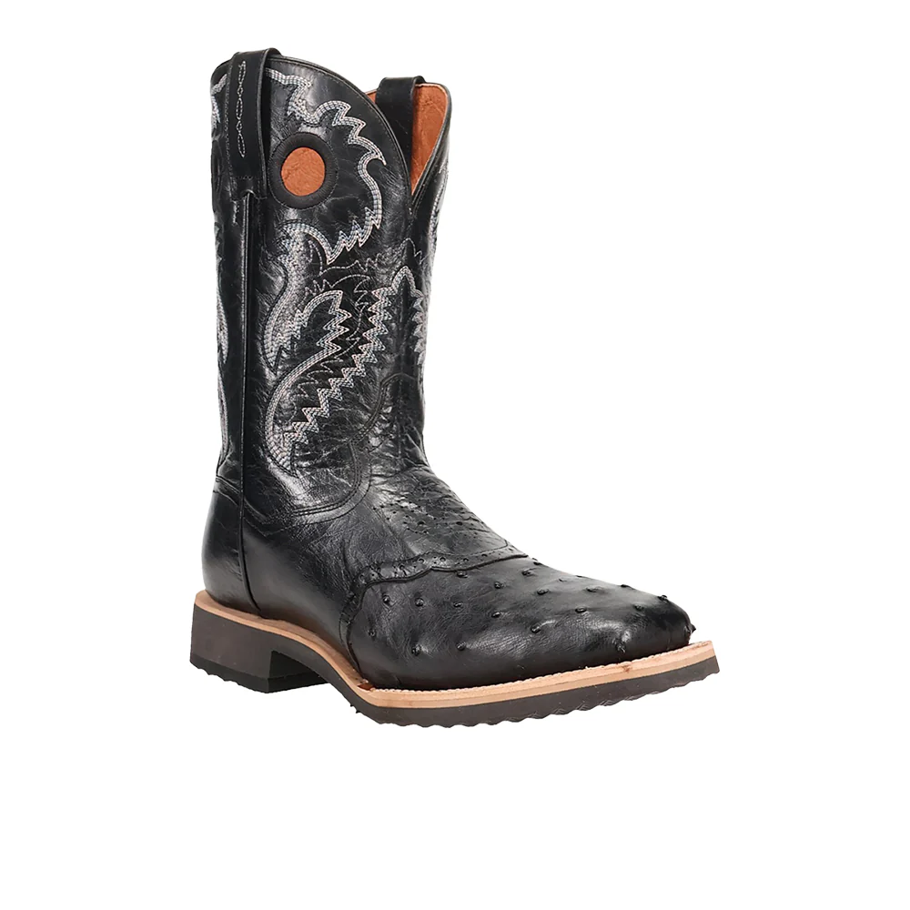 Martel Full Quill Ostrich Pull On Square Toe Cowboy Boots - Image 2