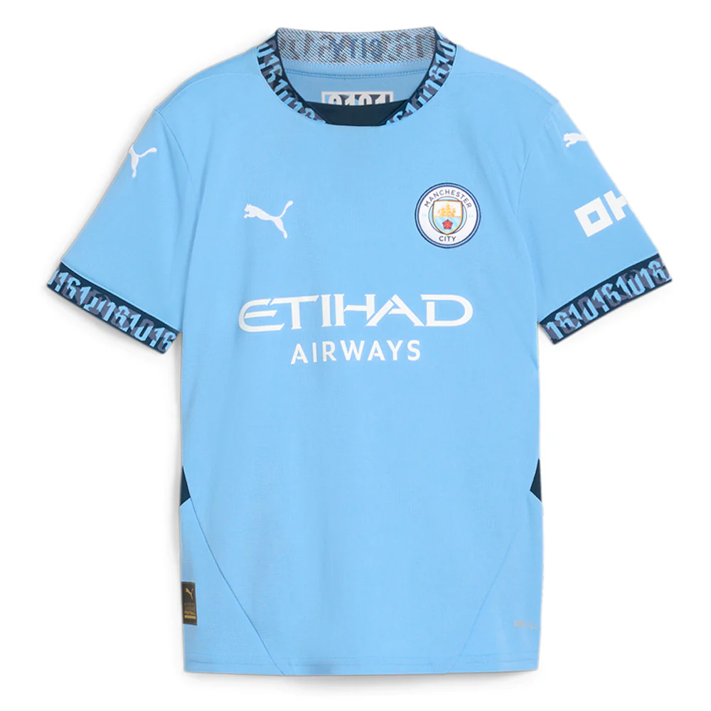 Manchester City F.C. Crew Neck Short Sleeve Home Soccer Jersey Replica (Youth)
