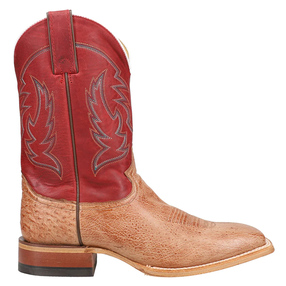 McLane Smooth Ostrich Square Toe Pull On Cowboy Boots