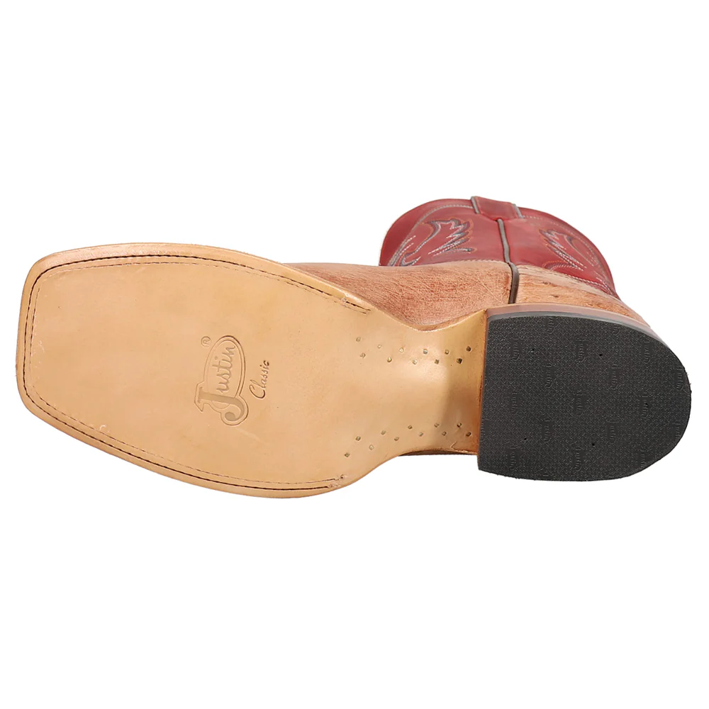 McLane Smooth Ostrich Square Toe Pull On Cowboy Boots - Image 5