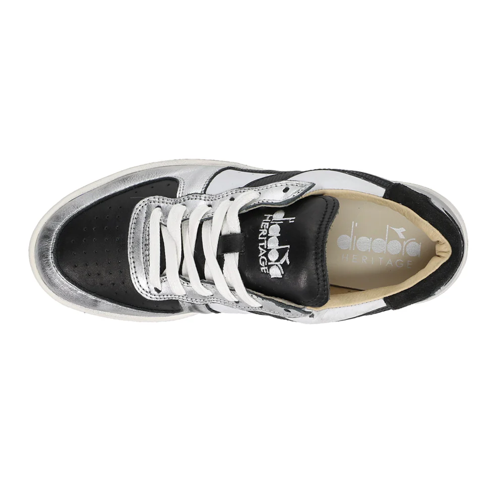 Mi Basket Low Metallic Dirty Lace Up Sneakers - Image 4