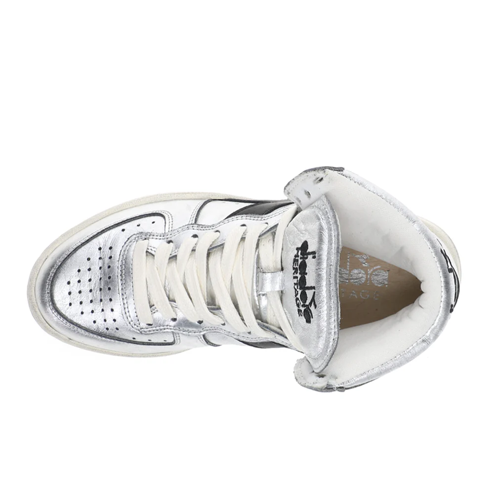 Mi Basket Used Metallic Lace Up Sneakers - Image 4