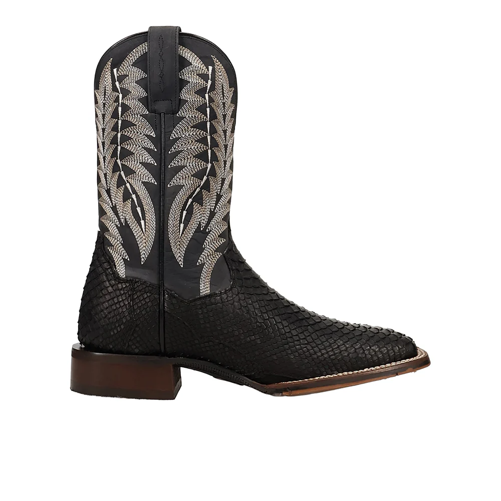 Midnight Reign Python Square Toe Pull On Cowboy Boots