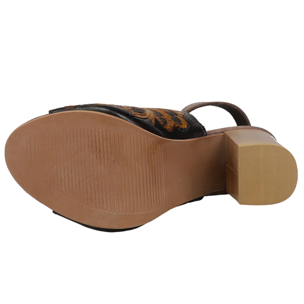 Mika Floral Embossed Block Heel Sandals - Image 5