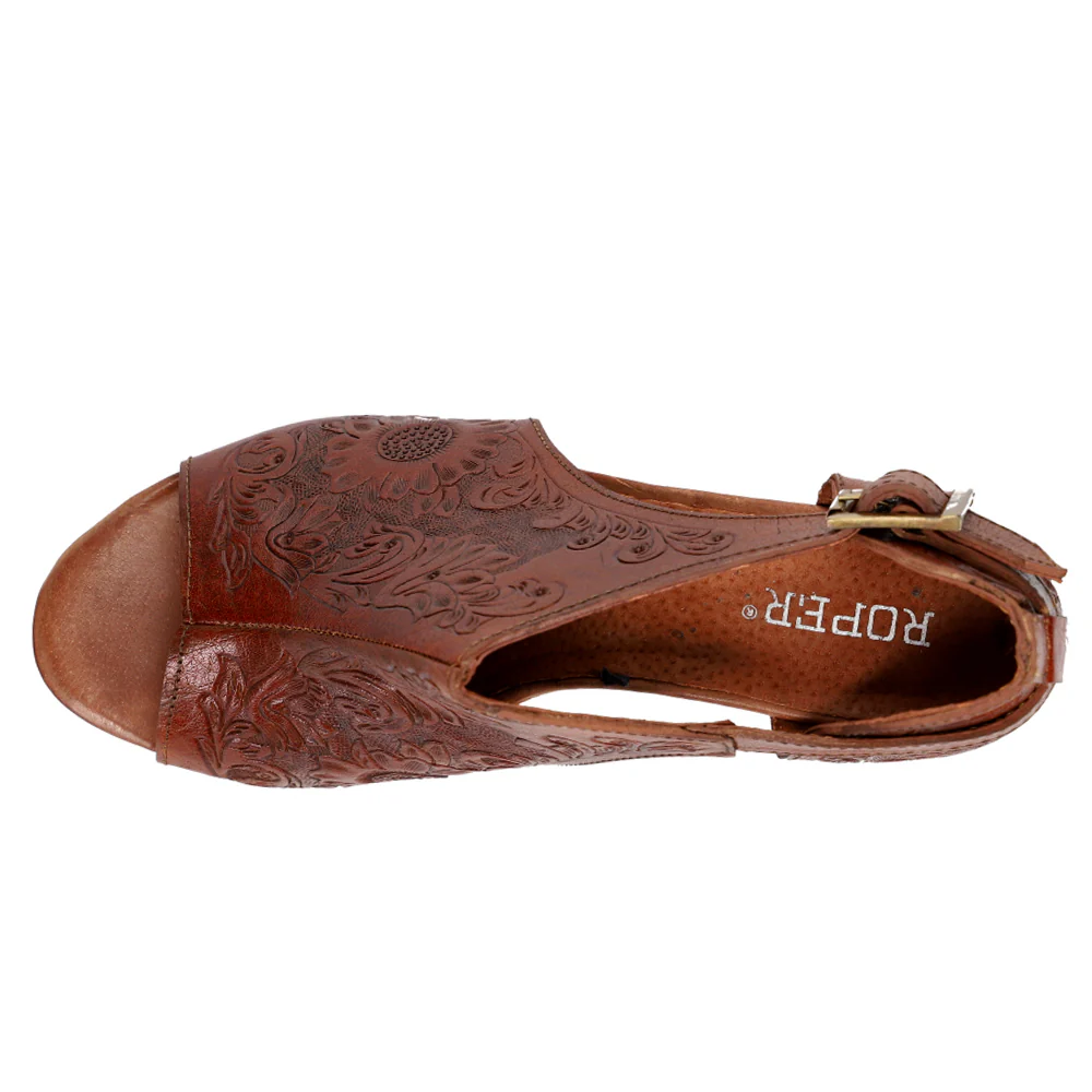 Mika Floral Embossed Closed Back Block Heel Pumps - Image 4