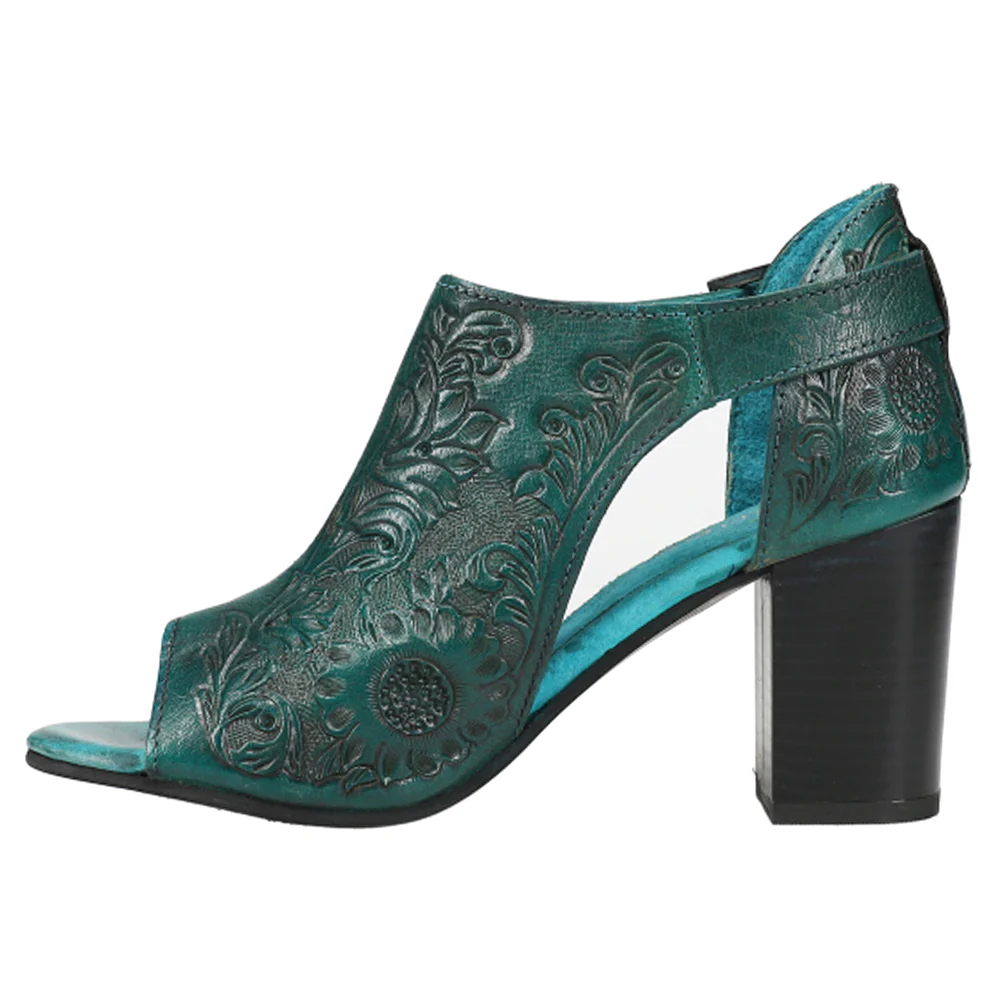 Mika Floral Embossed Block Heel Sandals - Image 3