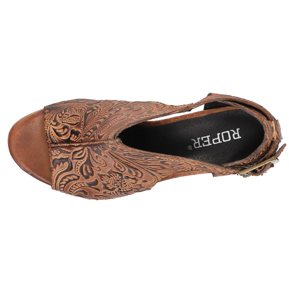 Mika Floral Embossed Block Heel Sandals - Image 4
