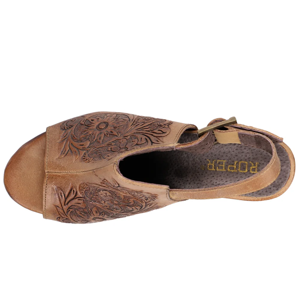 Mika Floral Embossed Block Heel Sandals - Image 4