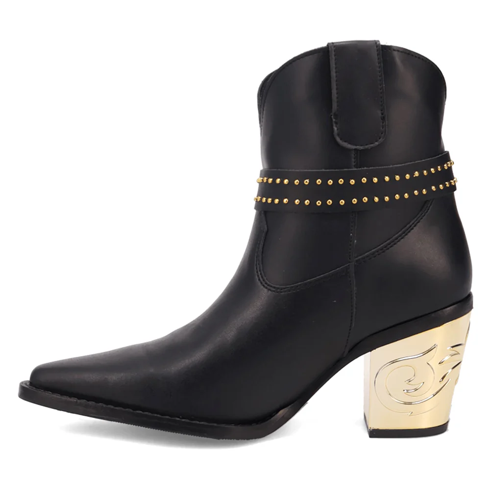 Milano Studded Snip Toe Pull On Cowboy Booties - Image 3