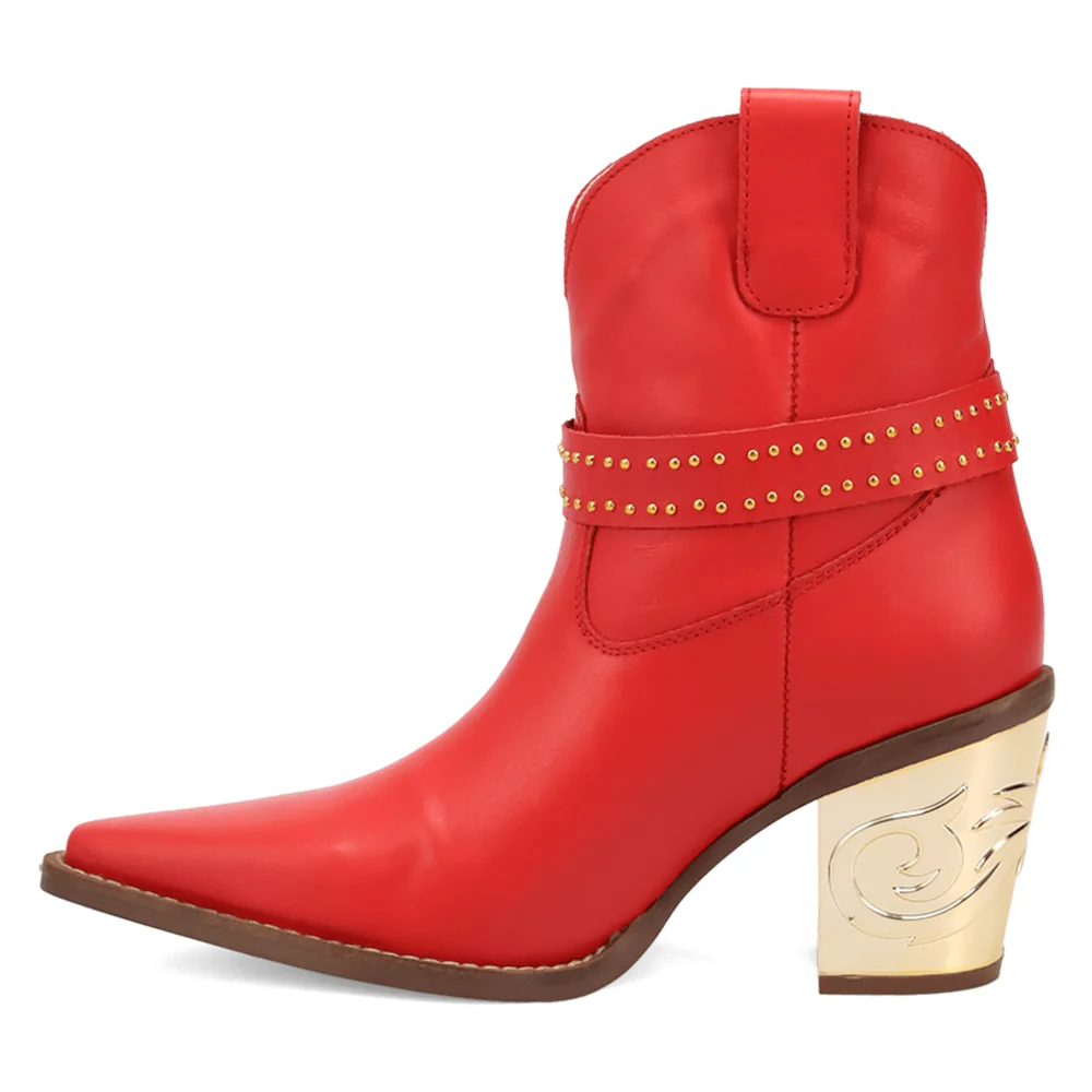 Milano Studded Snip Toe Pull On Cowboy Booties - Image 3