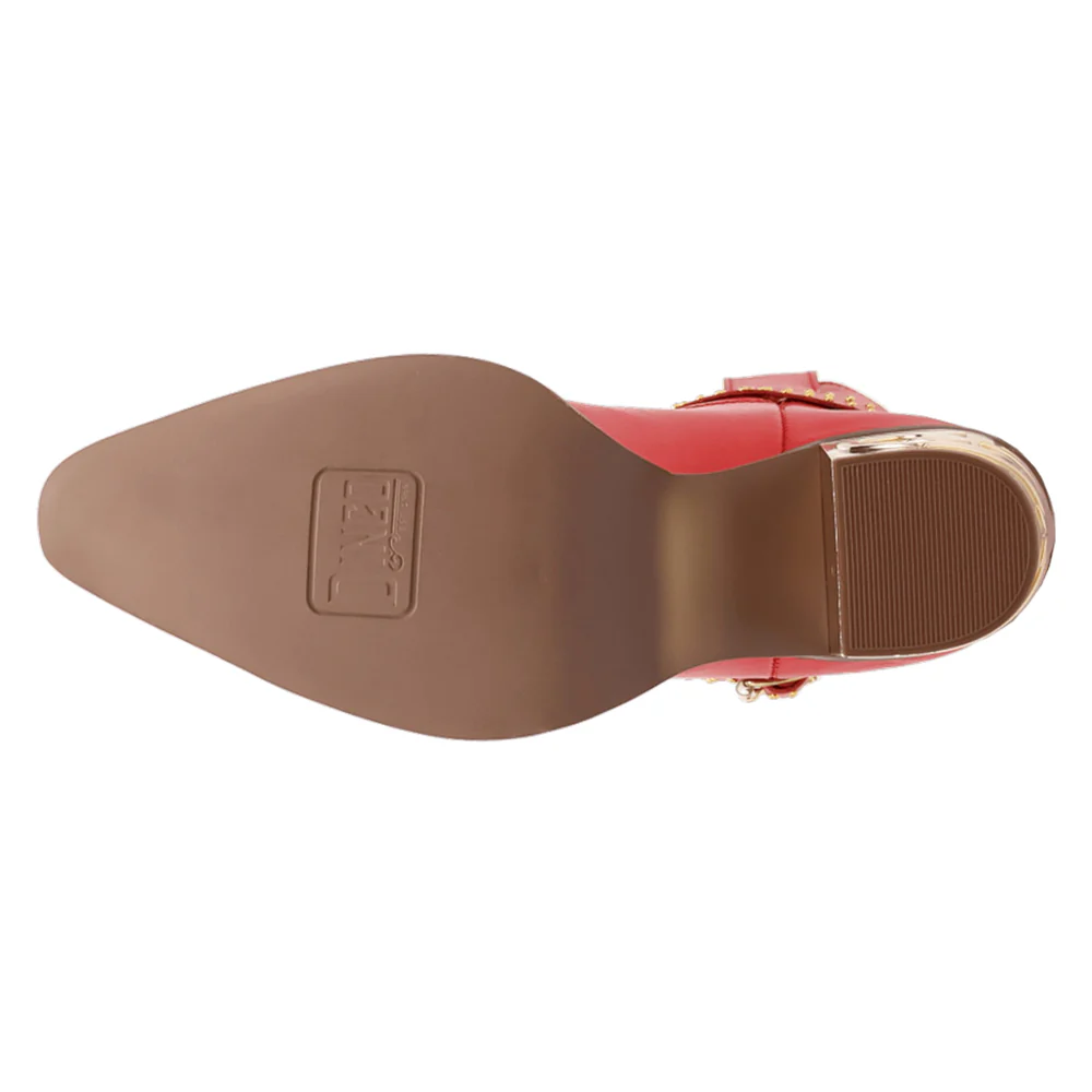 Milano Studded Snip Toe Pull On Cowboy Booties - Image 5