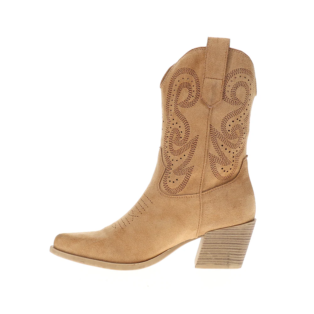 Miranda Embroidered Pointed Toe Pull On Cowboy Booties - Image 3