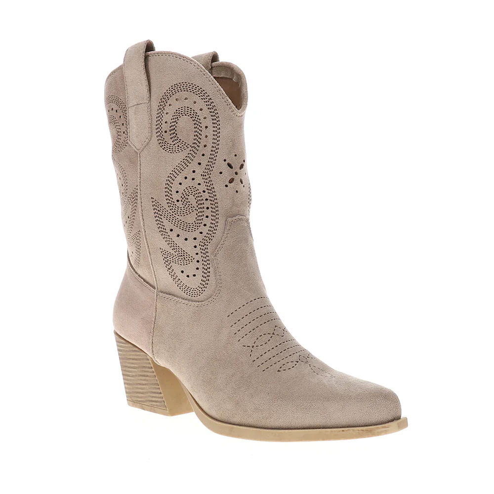 Miranda Embroidered Round Toe Pull On Cowboy Booties - Image 2