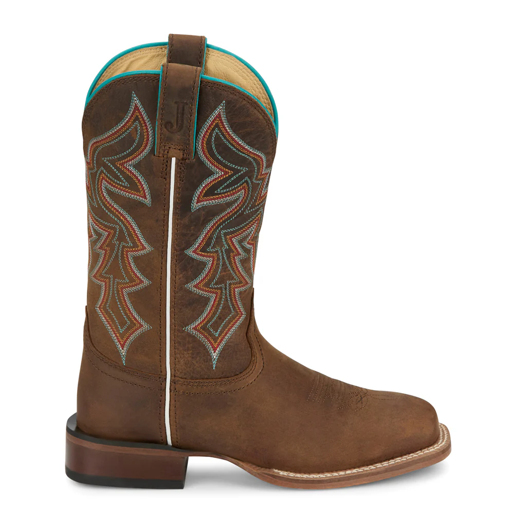 Miss Ellie Embroidered Square Toe Pull On Cowboy Boots