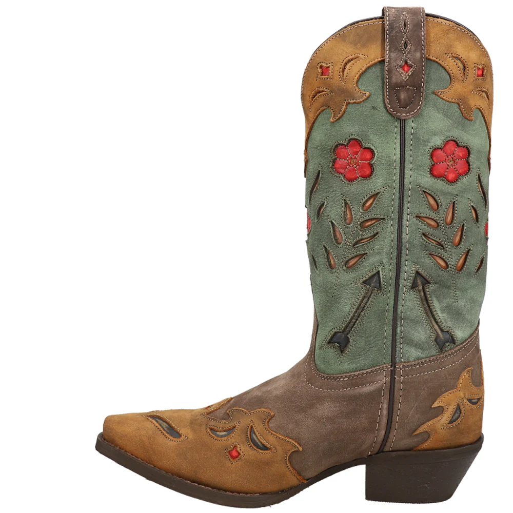 Miss Kate Floral Tooled Inlay Snip Toe Cowboy Boots - Image 3