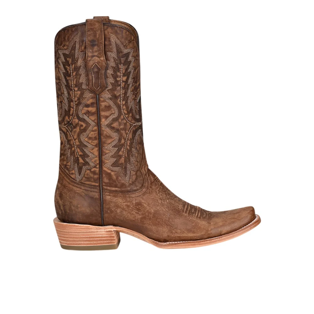 Embroidered Narrow Pull On Square Toe Cowboy Boots