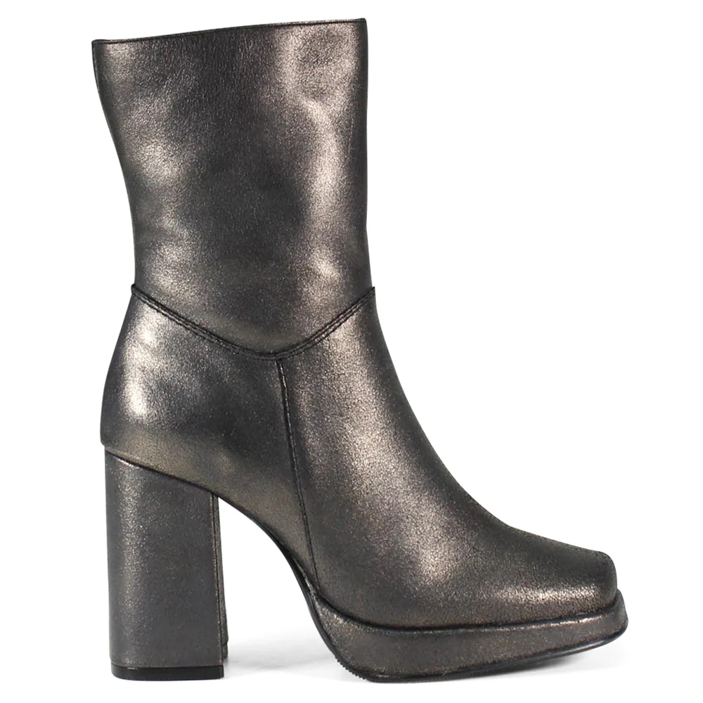 Mont Pelier Metallic Platform Square Toe Boots