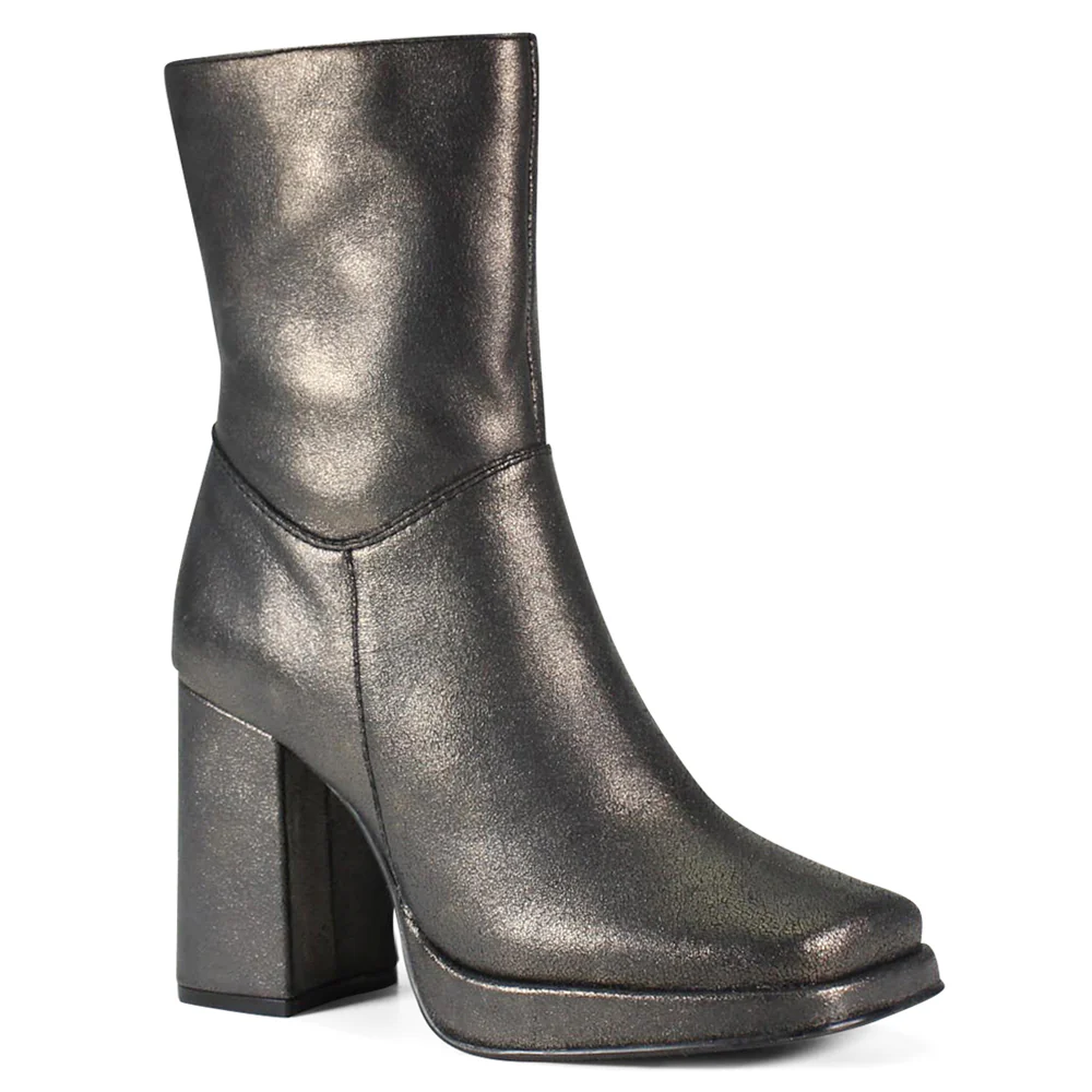 Mont Pelier Metallic Platform Square Toe Boots - Image 2