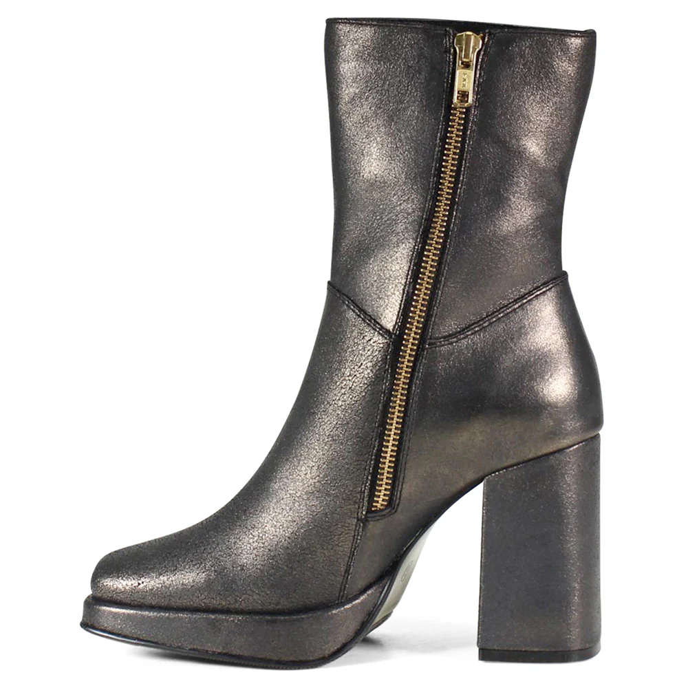 Mont Pelier Metallic Platform Square Toe Boots - Image 3