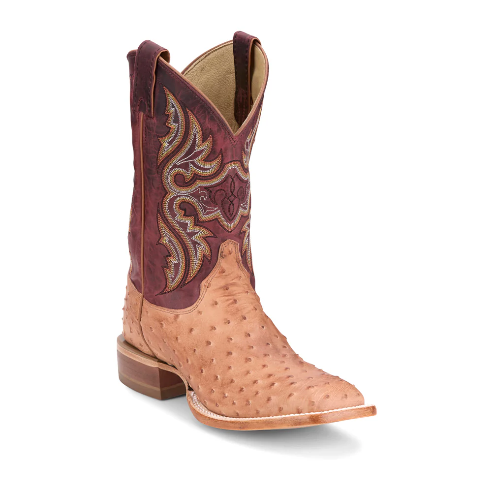 Moseley Full Quill Ostrich Square Toe Pull On Cowboy Boots - Image 2