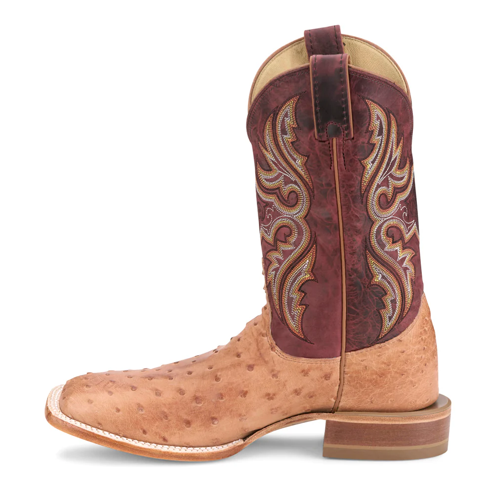Moseley Full Quill Ostrich Square Toe Pull On Cowboy Boots - Image 3
